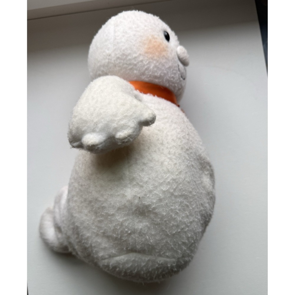 Vintage Halloween Plush Ghost with Orange Ribbon Plaid Heart 12" - Picture 4 of 5